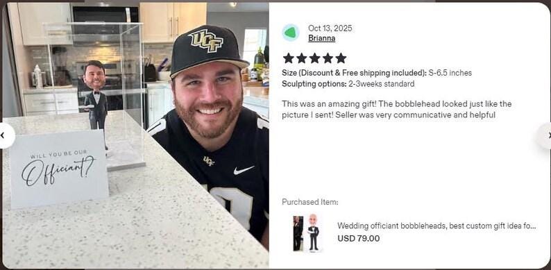 Custom Pastor Bobblehead, Personalized Wedding officiant figurine, handmade wedding favors