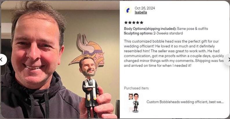 Custom Pastor Bobblehead, Personalized Wedding officiant figurine, handmade wedding favors