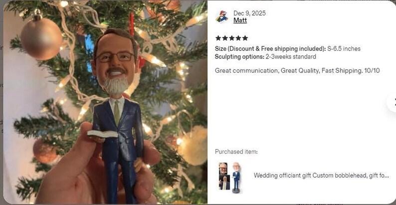 Marriage Officiant Custom Bobblehead, personalized wedding officiant figurine, Thank-you gift for pastor