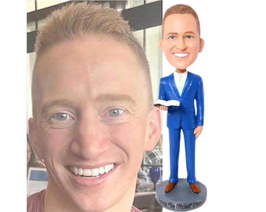 Proposal gift for Marriage Officiant Custom Bobblehead, Thank-you gift for officiant, wedding keepsake for pastor