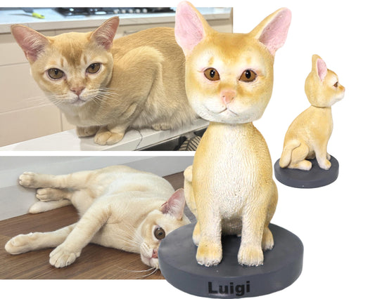 Custom Cat Figurine, Dashboard nodding cat bobblehad, Turn Your Pet into Art, pet loss memorial, Gift for Pet Owners