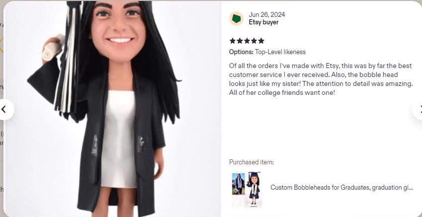Custom Graduate Bobblehead 2026, Personalized Graduation Figurine from picture, Male Grad Figurine with Cap & Gown, Class of 2026 keep sake