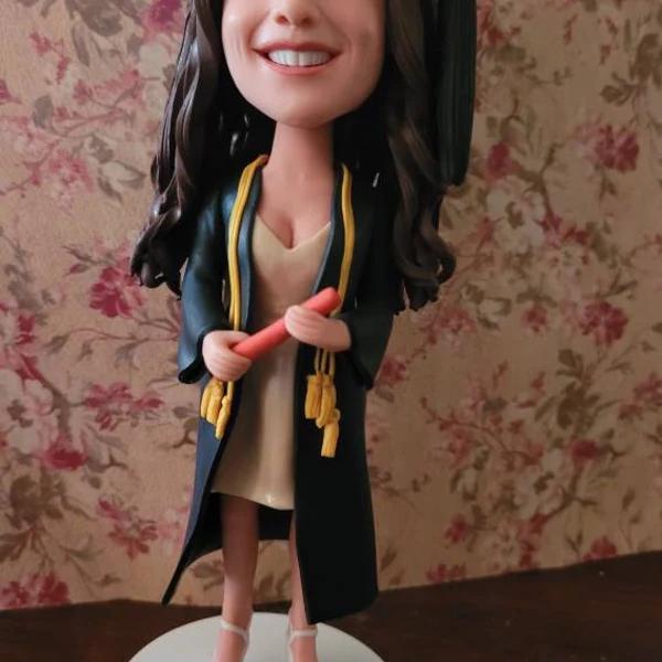 Custom Graduate Bobblehead 2026, Personalized Graduation Figurine from picture, Male Grad Figurine with Cap & Gown, Class of 2026 keep sake