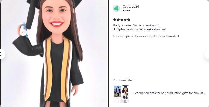 Graduation Custom Bobblehead, Personalized Graduates figurine, College Senior Present, Class of 2026 Keepsake