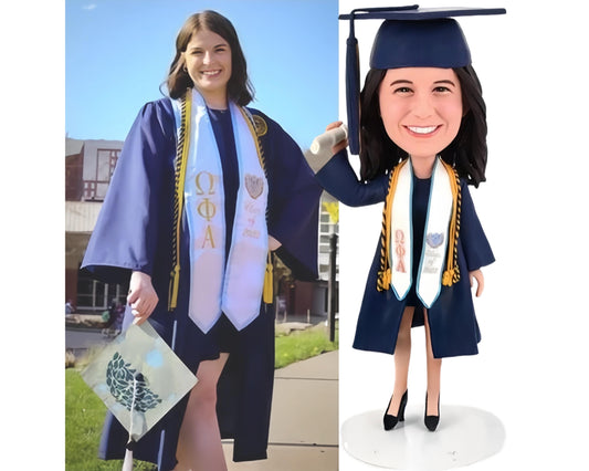 Custom Graduate Bobblehead, Personalized Graduation Gift, Handmade Figure with Cap & Gown, College Senior Present, Class of 2026 Keepsake