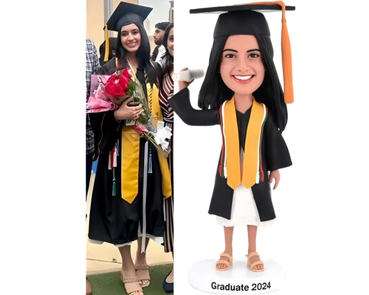 Graduation Custom Bobblehead, Personalized Graduates figurine, College Senior Present, Class of 2026 Keepsake