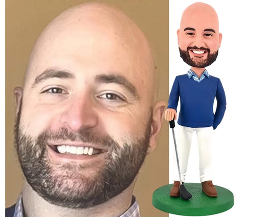 Collectible Figurines for Boss, Custom Golfer Bobbleheads, Personalized Golf Lover Statue, Unique Business Gift, Office/Home Desk Decor