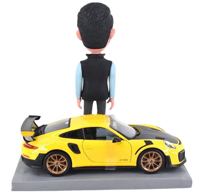 Custom Bobblehead with GT3 RS, Personalized gift for Porsche fans, office/home decor