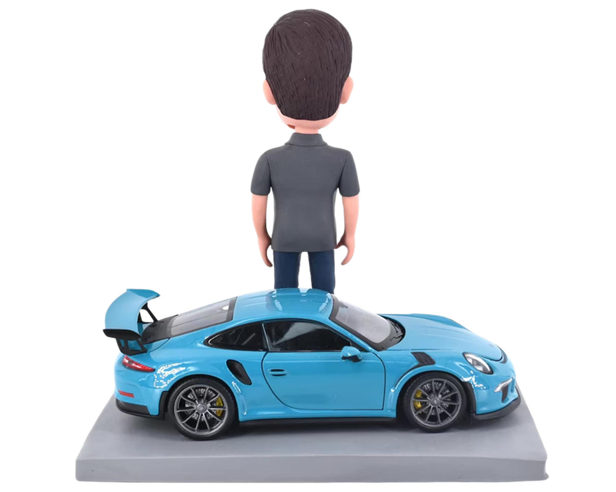 Custom Bobblehead with GT3 RS, Personalized gift for Porsche fans, office/home decor