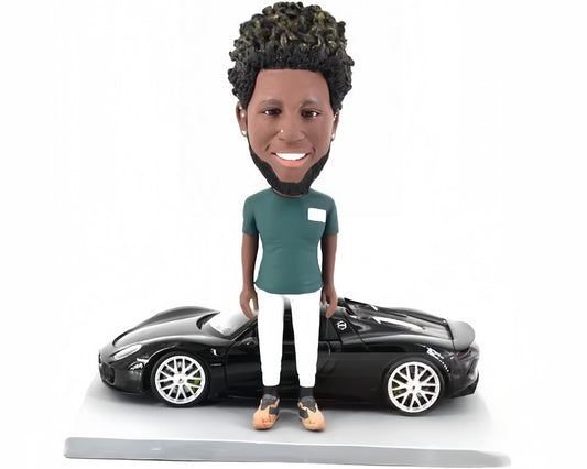 Custom bobblehead with 918 Spyder, Gearhead figurine from picture, birthday gift idea for CEO/Boss/Husband