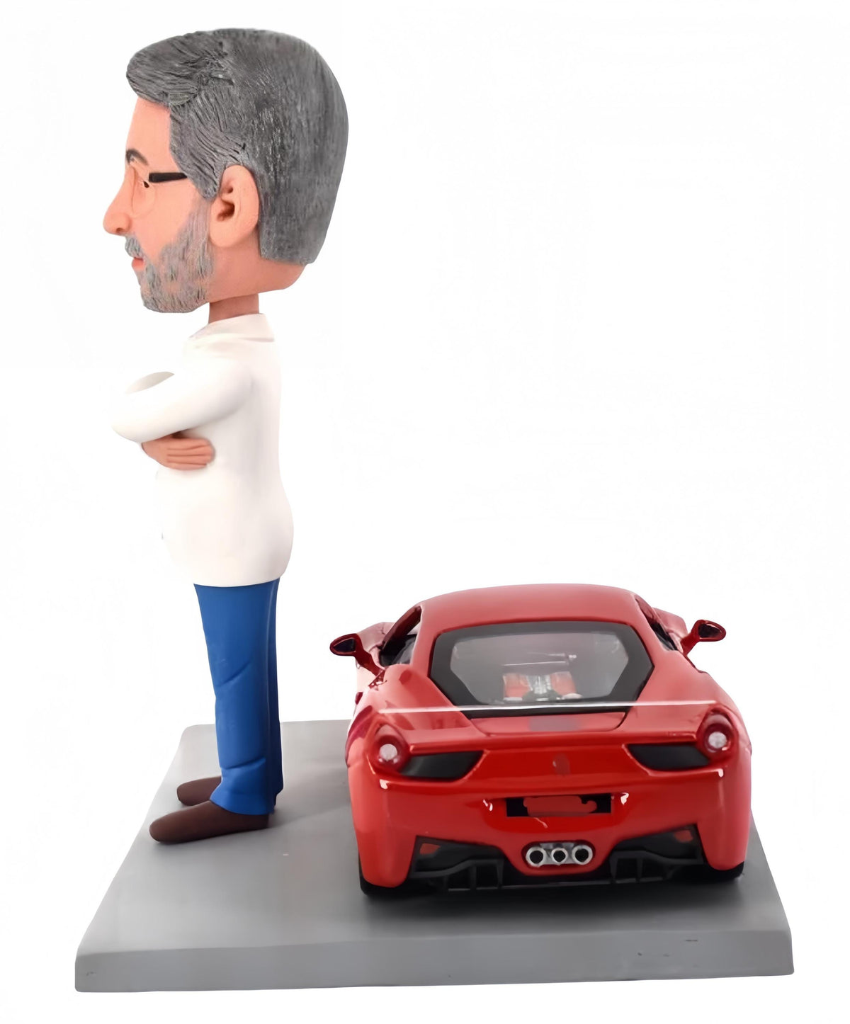 Custom Bobblehead with 911, Personalized Husband/Boss Figurine with Sports Car, Office/home desk decor, Birthday Gift for Him
