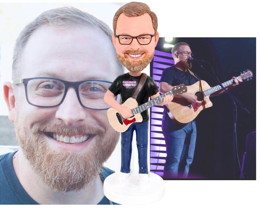 Custom Bobblehead for Guitar Player, Personalized Singer Figurine, Birthday/Retirement gift for Boss/Husband/Father, Graduation gift for him