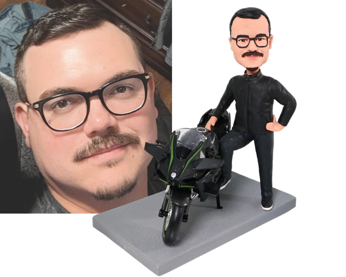 Custom Rider Bobblehead, Personalized Motorhead Figurine, Unique Birthday Gift for boss/husband/Father