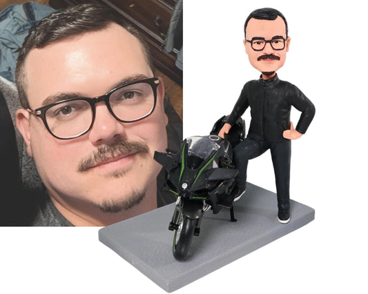 Custom Rider Bobblehead, Personalized Motorhead Figurine, Unique Birthday Gift for boss/husband/Father