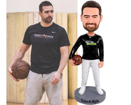 Coach bobbleheads custom, Basketball Team figurine collection, personalized players/coaches status, Thank-you gifts for coaches