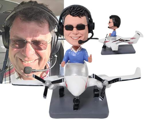 Custom Pilot Bobblehead, Personalized Aviator Gift, Flight Instructor Retirement Present, Office/Home Decor