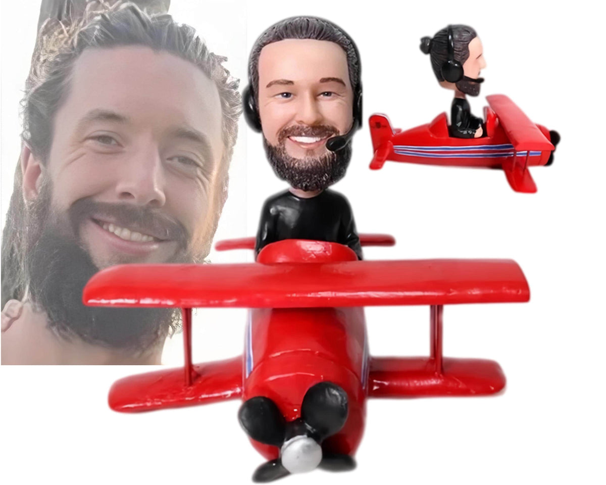 Boeing 747 Captain Custom Bobblehead, Personalized Aircraft pilot Figurine, Aviator Birthday Present, Dashboard Nodding doll
