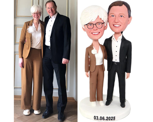 Custom Couple bobbleheads, Personalized wedding cake toppers from picture, 30th Wedding Anniversary gift