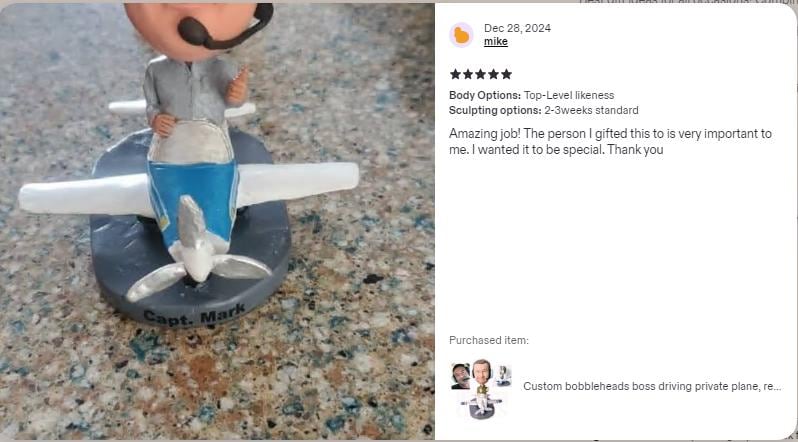 Mini Pilot Custom Bobblehead, Personalized Airforce Pilot Figurine, Aviation Coach Birthday Present, Dashboard Nodding doll
