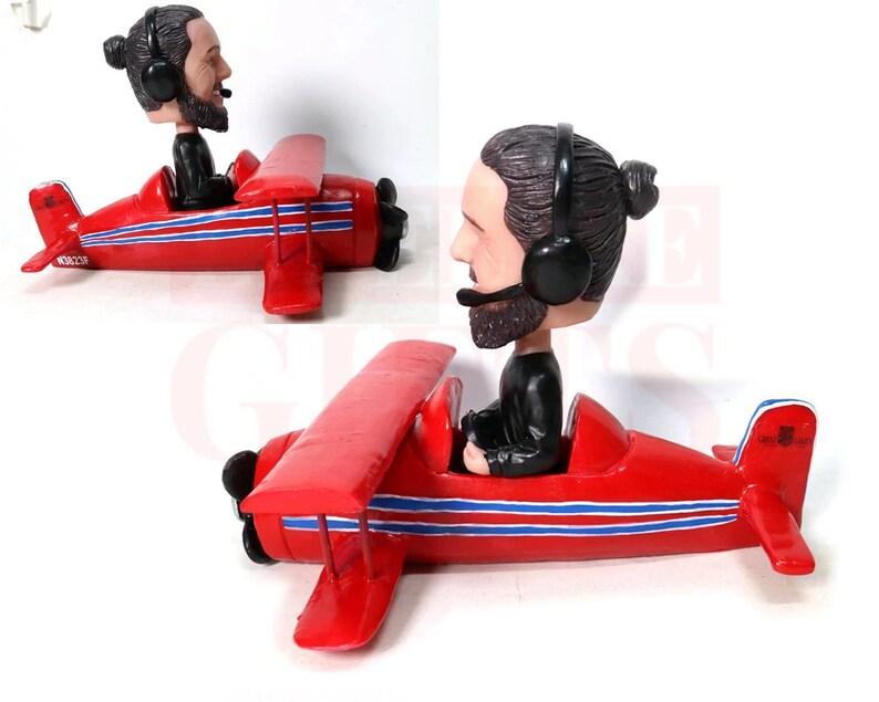 Custom Double-Wing Pilot Bobblehead, Personalized Flight Instructor Figurine,  Airplane Captain Birthday Present, Dashboard Nodding doll