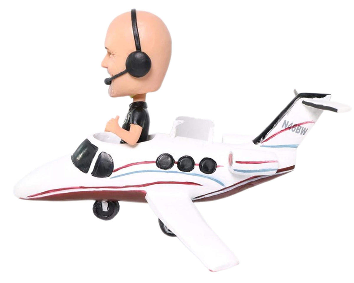 Custom Bobblehead Boss with Private Jet, Personalized Pilot Keepsake, Private Aircraft Owner Figurine, Office/Home desk Decor